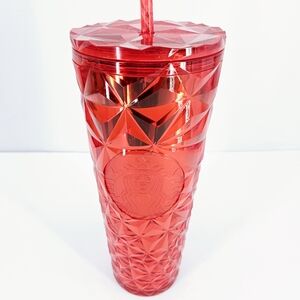 NWT Starbucks Christmas Holidays Red Diamond Prism Crystal Venti 24 0z Tumbler
